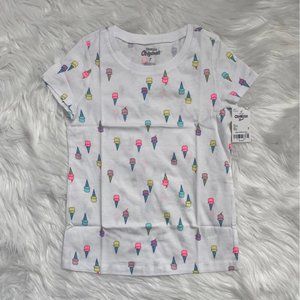 Osh Kosh , White Short Sleeve Ice Cream Shirt, Size 7